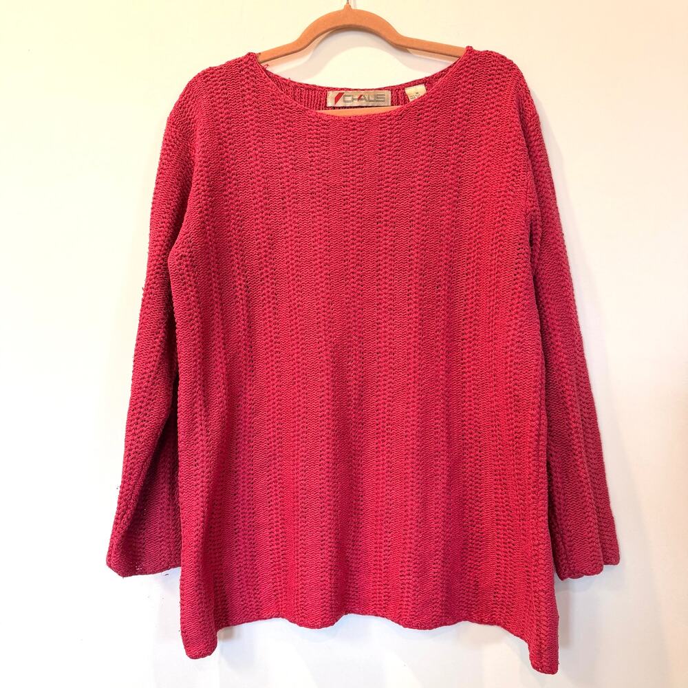 Vtg 90’s Chaus 100% silk summer sweater medium crew neck old money loose weave